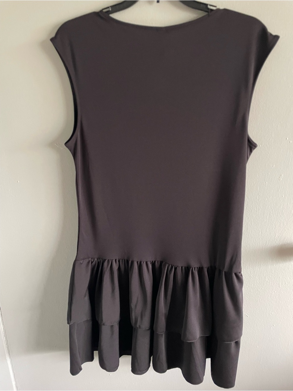 H&M Sleeveless Ruffle-Hem Tunic Dress - Dark Charcoal